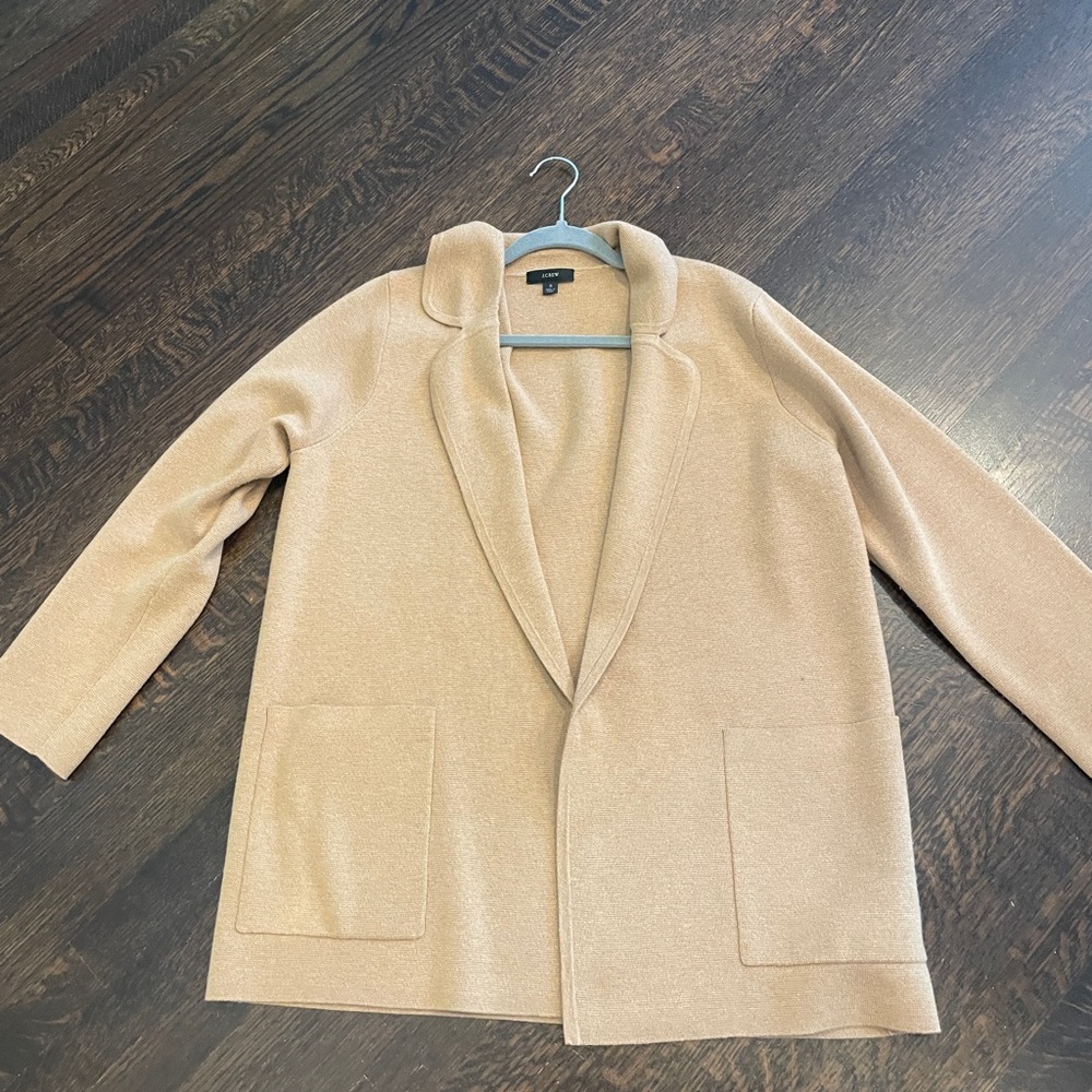 J. Crew Camel Open-Front Shawl Collar Blazer Cardigan Sz S